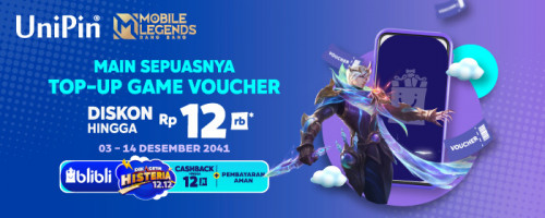 Promo Diskon Rp 12rb UniPin Voucher di Histeria 12.12 Blibli